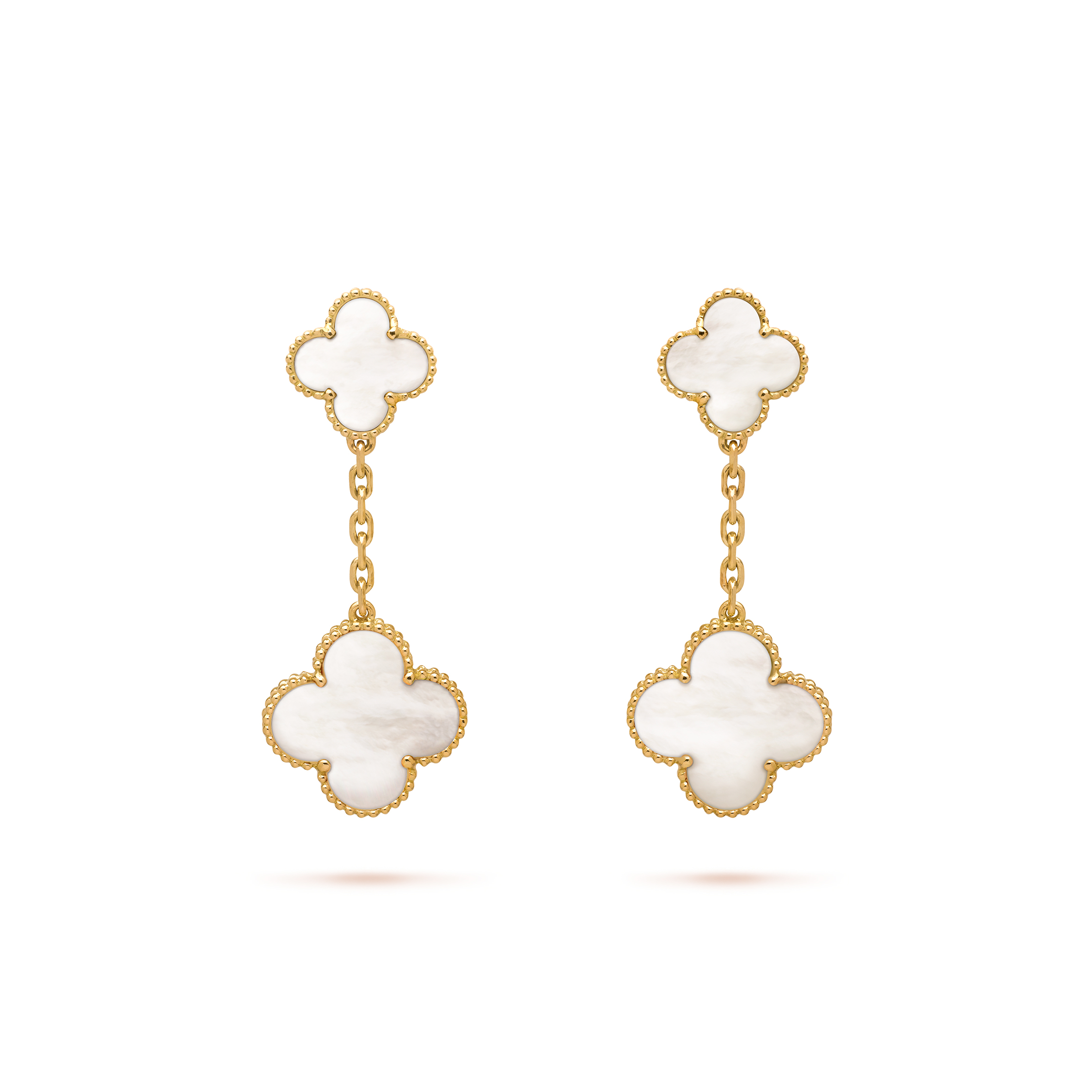 VAN CLEEF  ARPELS MAGIC ALHAMBRA EARRINGS, 2 MOTIFS - YELLOW GOLD, MOTHER-OF-PEARL  VCARD78800